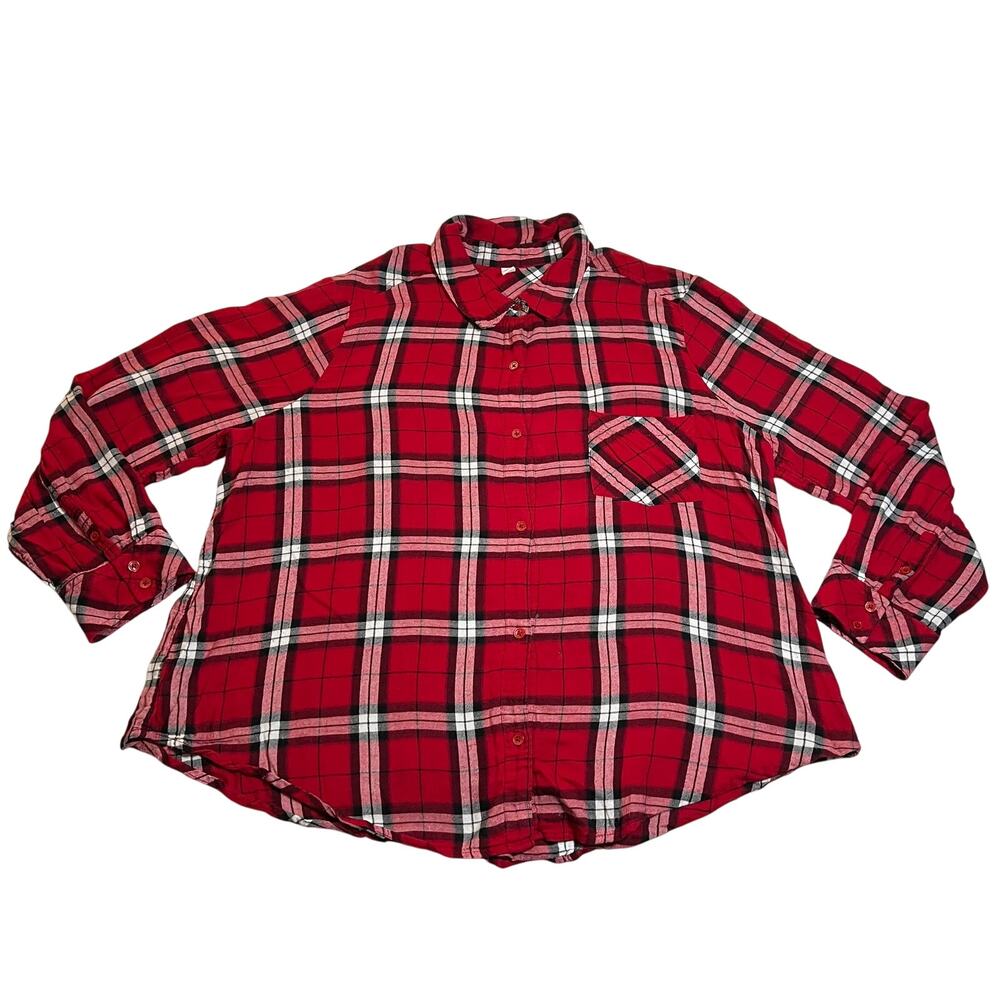 BP Plaid Lightweight Flannel Button Up Shirt Size 1X Holidays Classic Cabincore